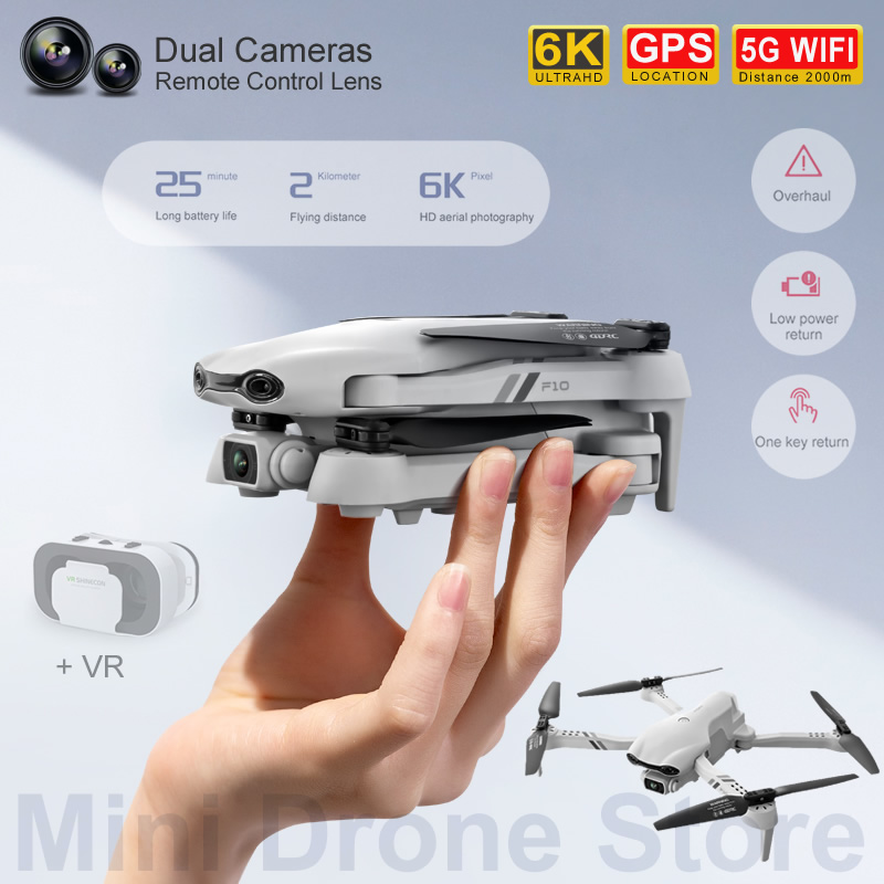 Drone Gps Mount - F10 rcヘリコプター,4k/6k hdスマートフォン,デュアルカメラ,航空写真用,無料返品